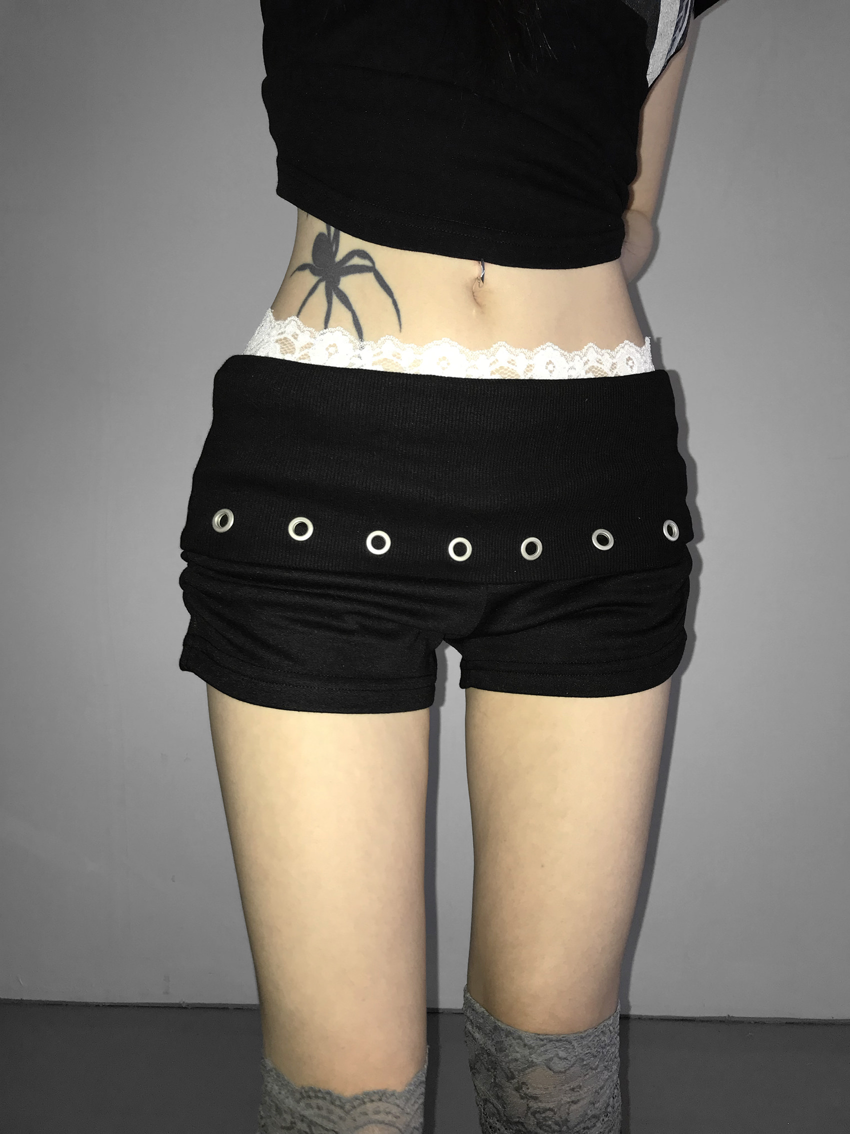 Studded Foldover Mini Shorts