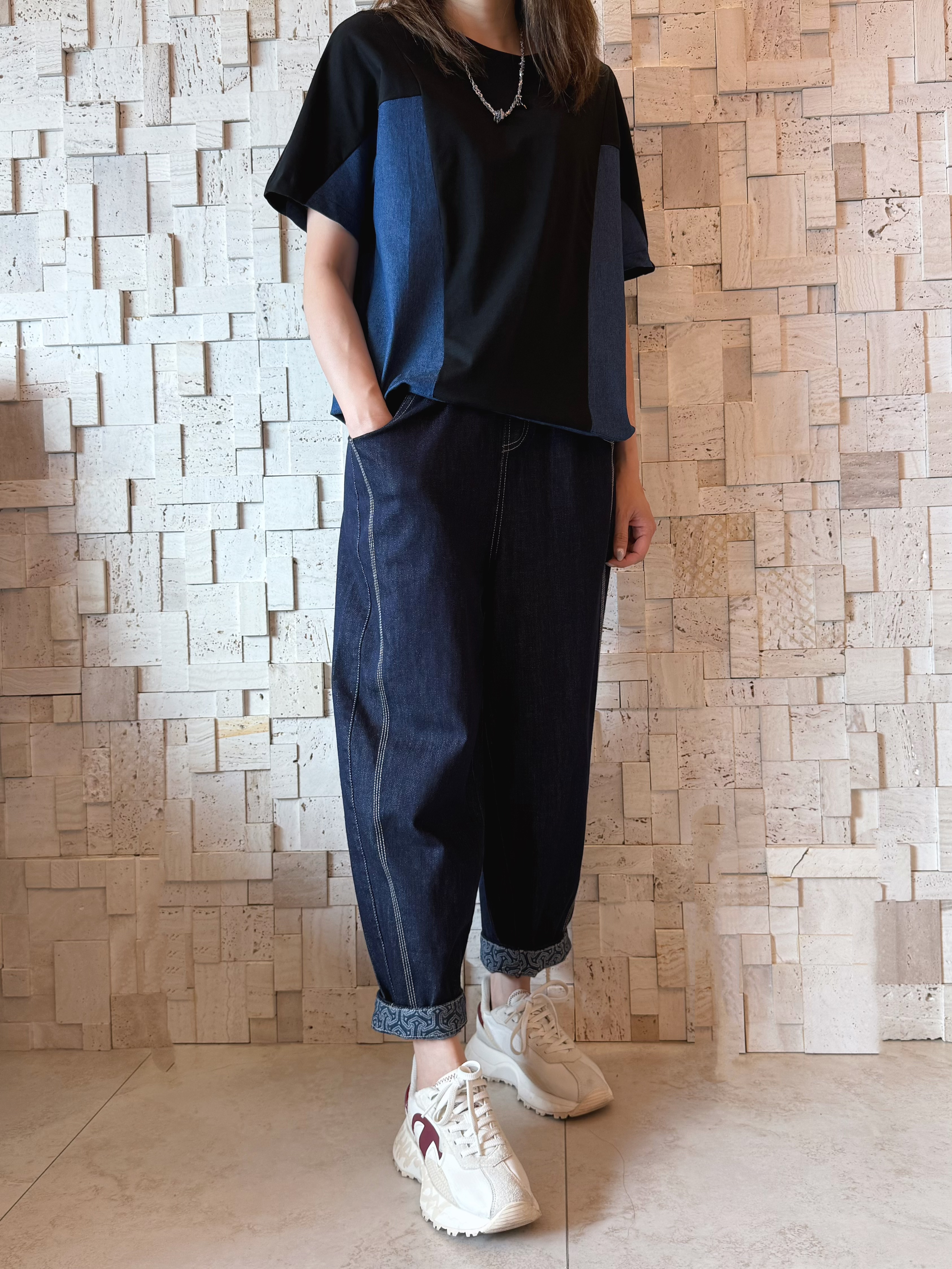 #2099 拼色拼布Top