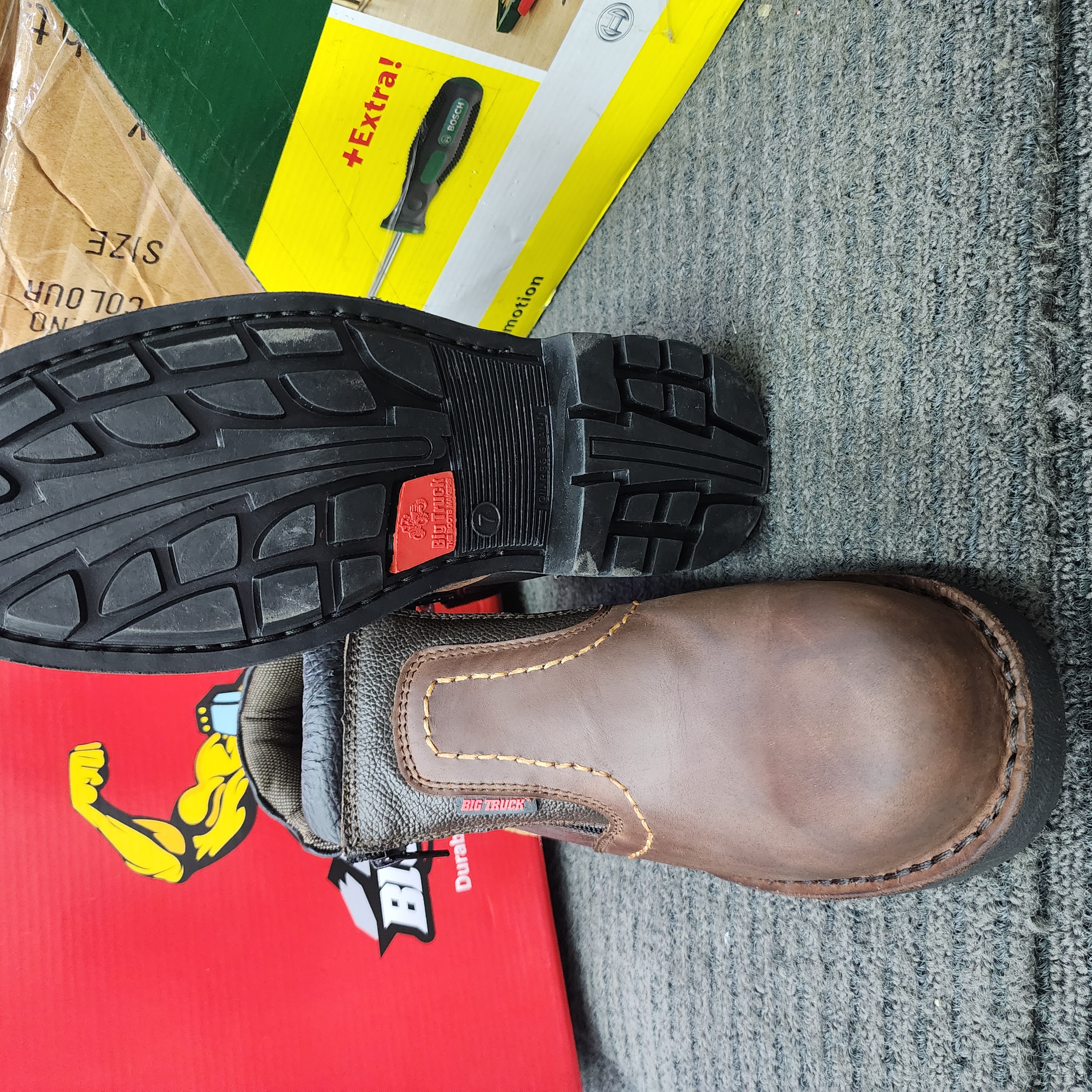 Big Truck Men Safety Shoes Mid Cut with Dual Ezy STR 8025 Steel Toe Kasut Keselamatan Lelaki