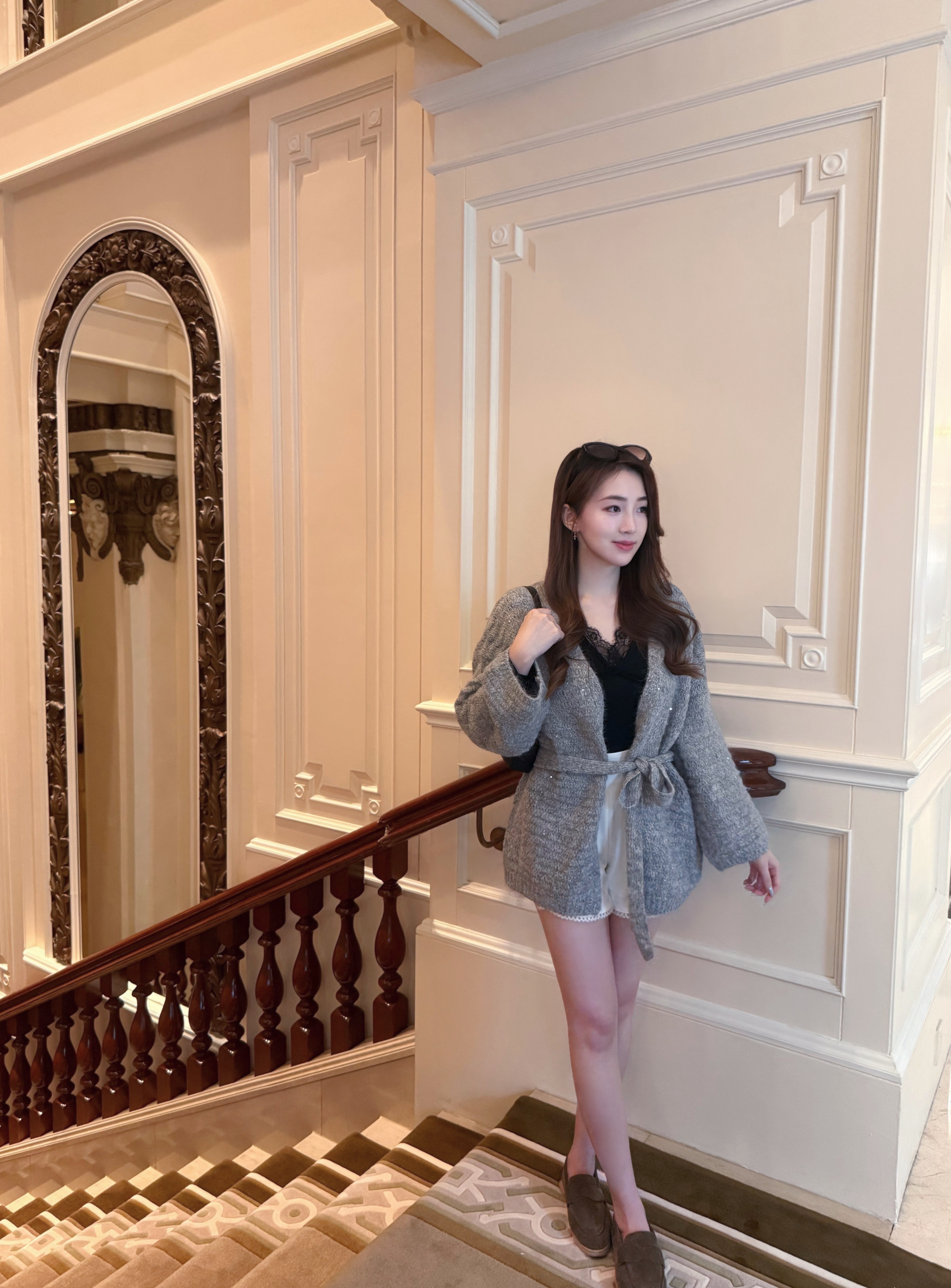 法式溫柔風 ✨ 滿天星羊毛綁帶針織外套