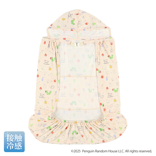 🇯🇵預訂 日本直送🇯🇵好餓的毛毛蟲印花涼爽材質孭帶嬰兒車連帽披肩斗篷