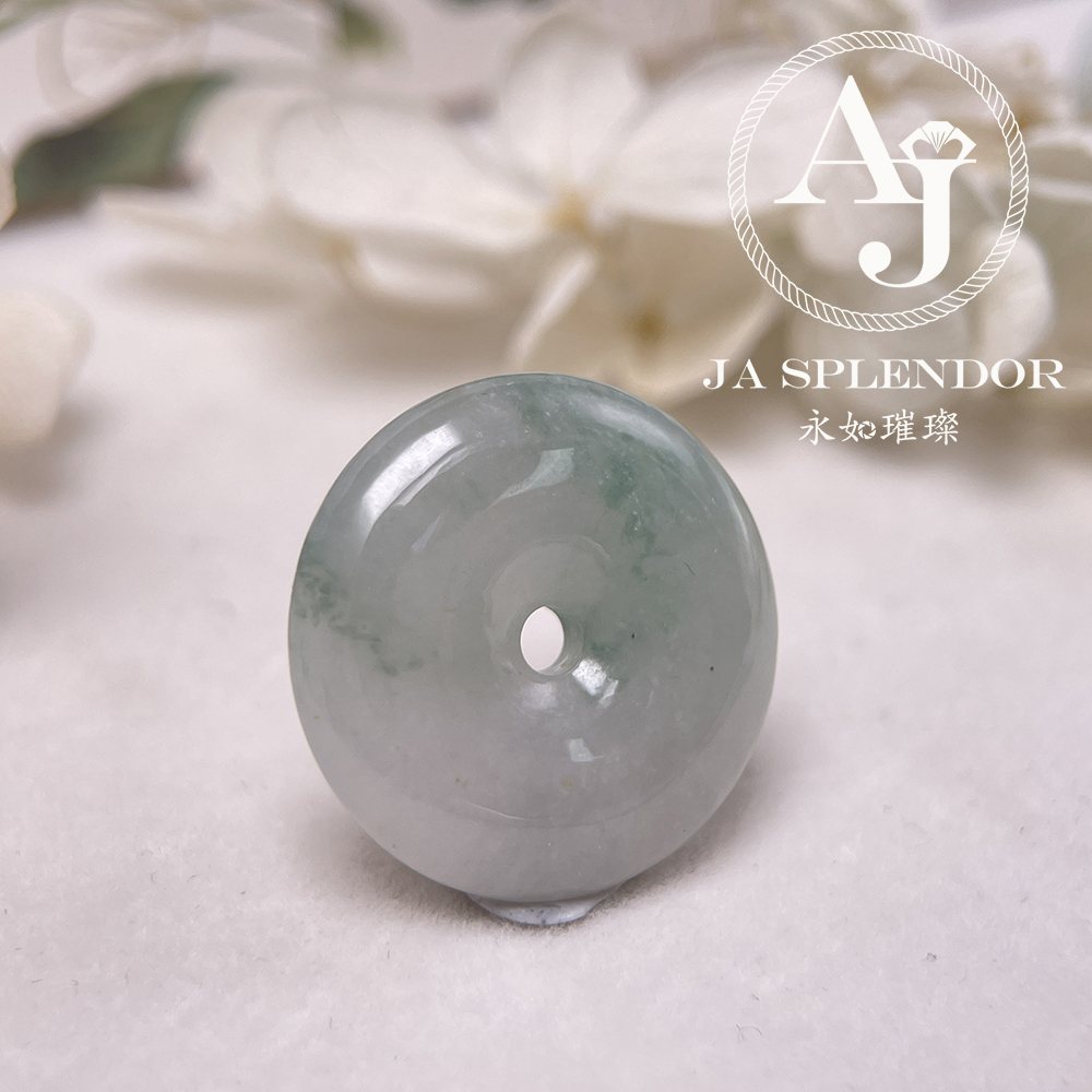 JN-175 天然翡翠A玉 冰潤飄綠平安扣