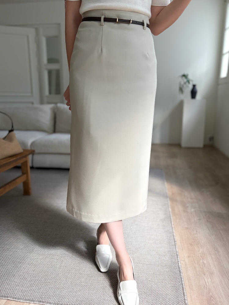 The Classy Belted Skirt (Beige)