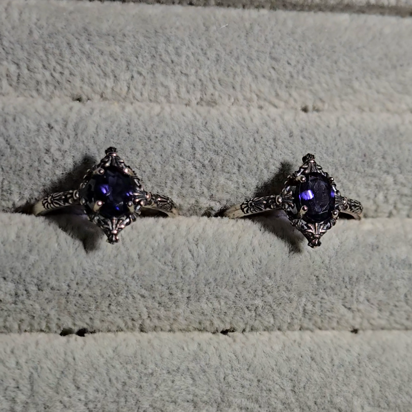 Iolite rings in adjustable sterling silver - JW35