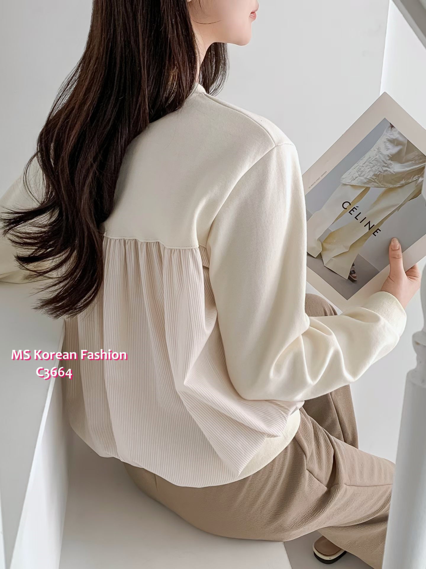 C3664 韓國🇰🇷後拼條子top