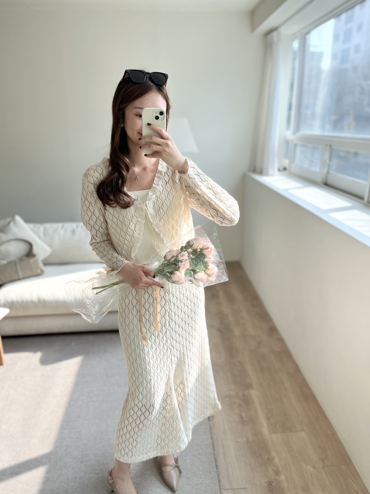 The Lacie Cardigan Set (Ivory)