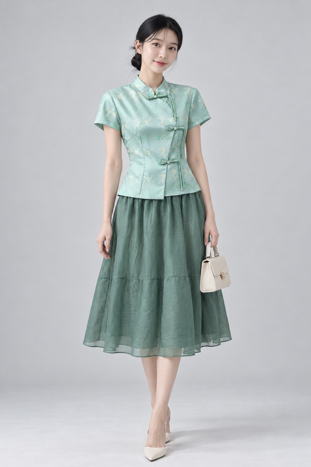 982 Tiered Flare Midi Skirt