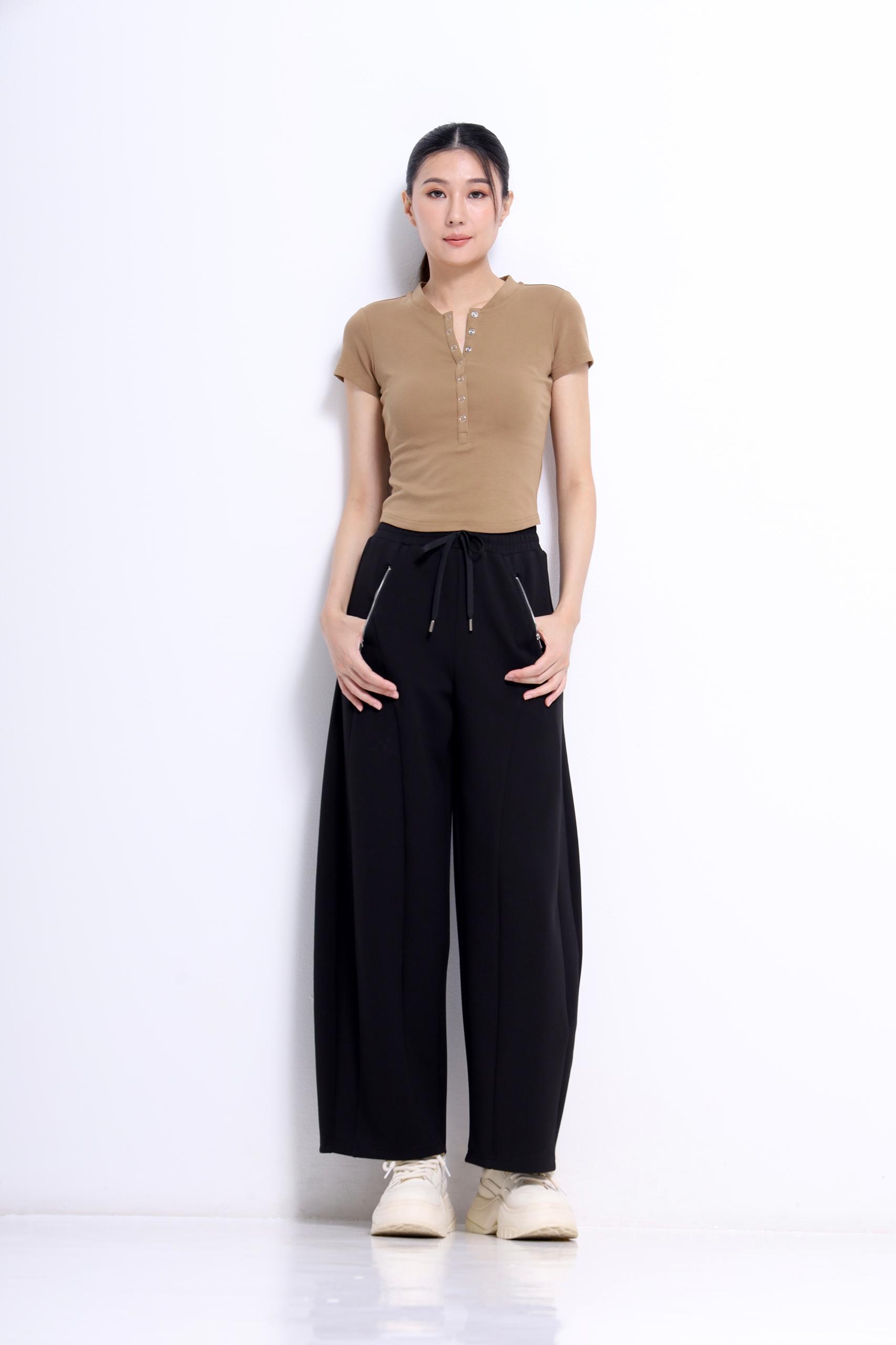 CB2726 BUTTON DETAILED SHORT SLLV TEE