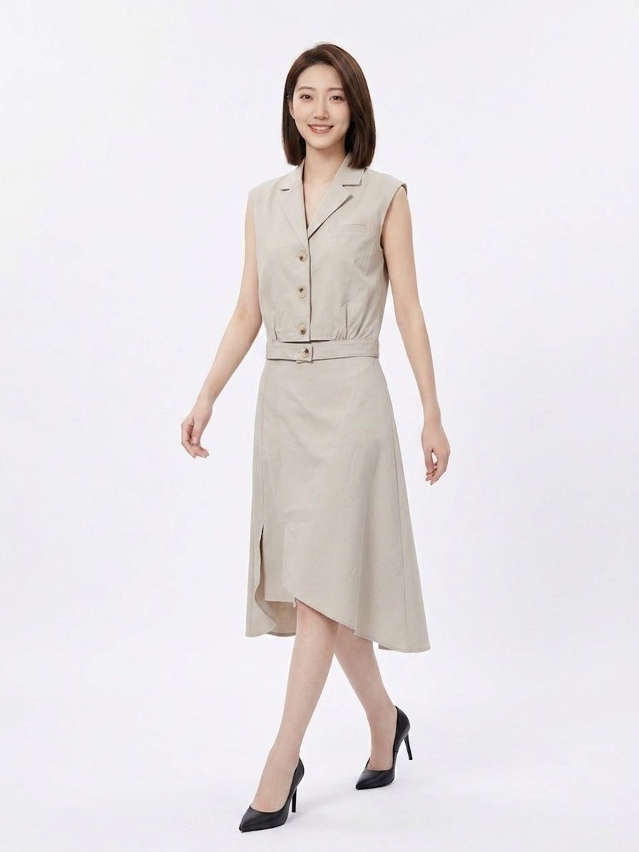 1879BS Elara Tailored Asymmetric Midi Dress