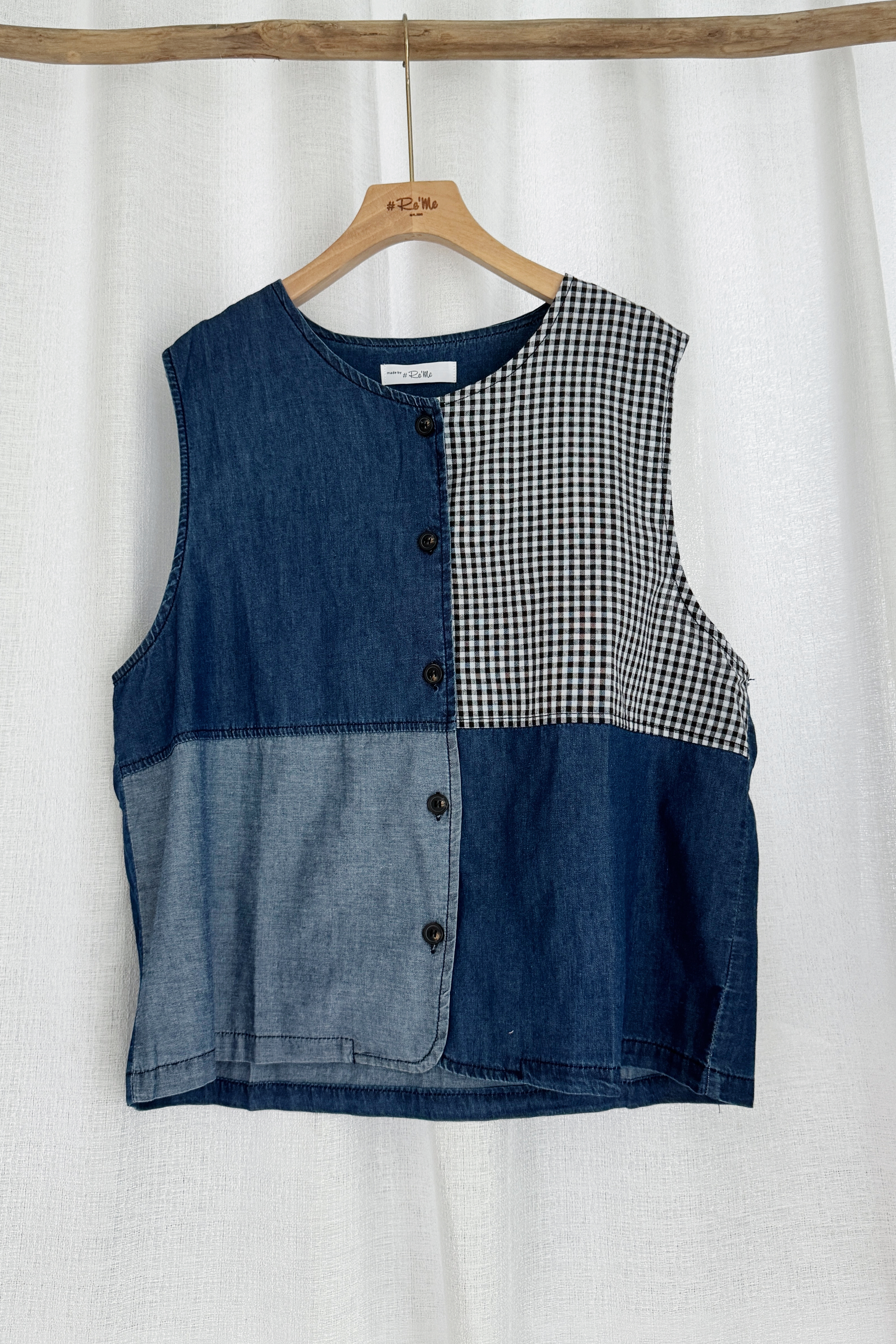 文艺设计感复古丹宁马甲