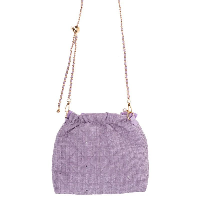 Kuromi 粉紫色絨布金球水桶袋