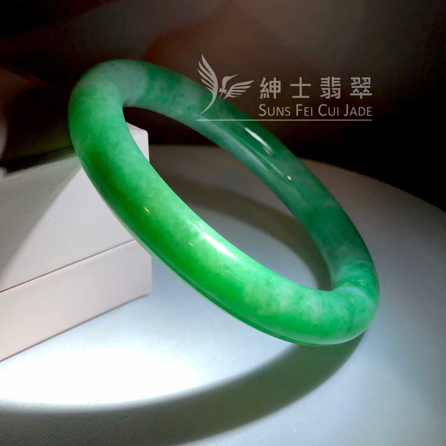 滿綠甜色圓鐲58.6mm