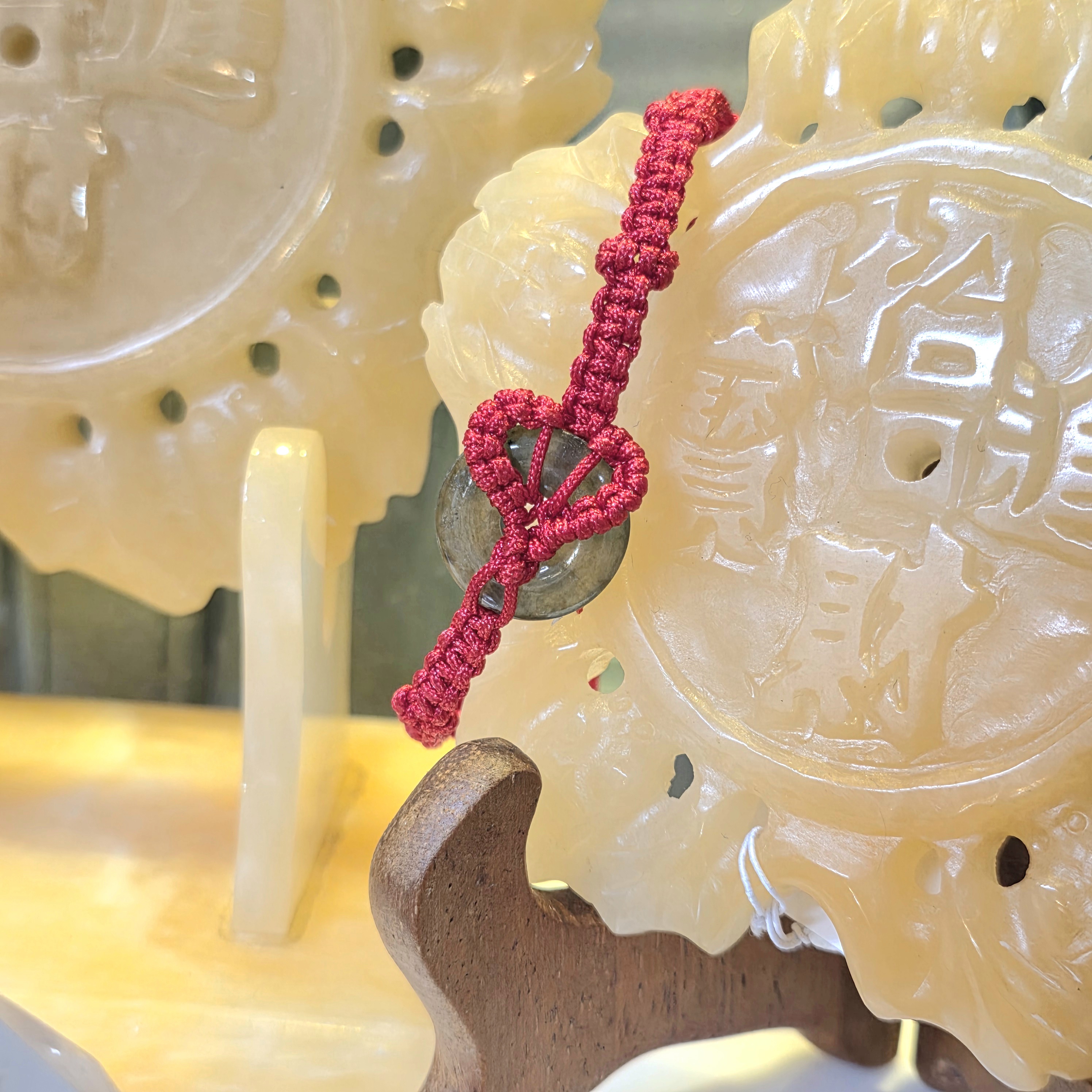 瑪瑙平安扣織繩手鏈