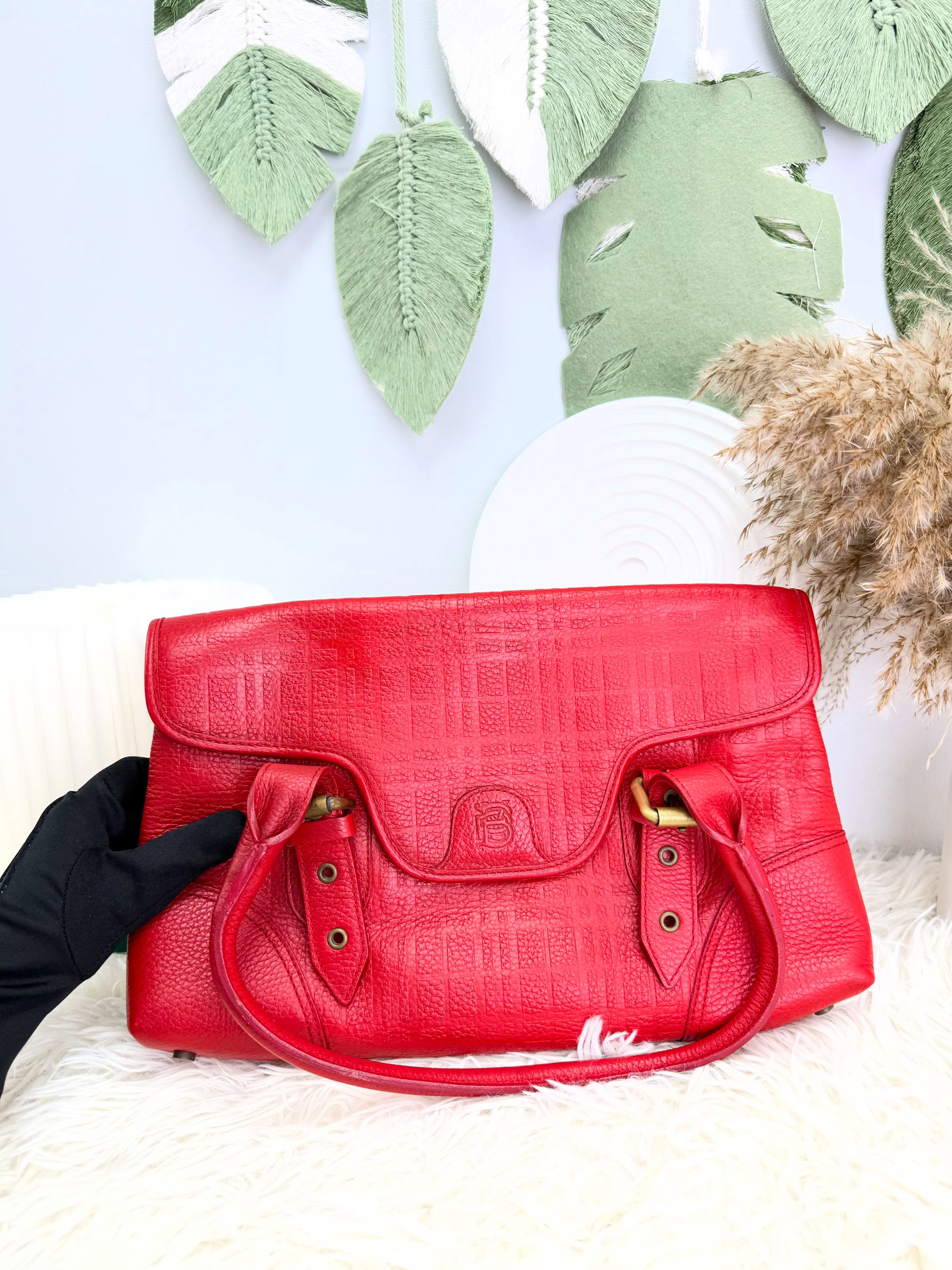 Burberry 👜 PRE OWNED 🛍️紅色中古Knight Bag❣️