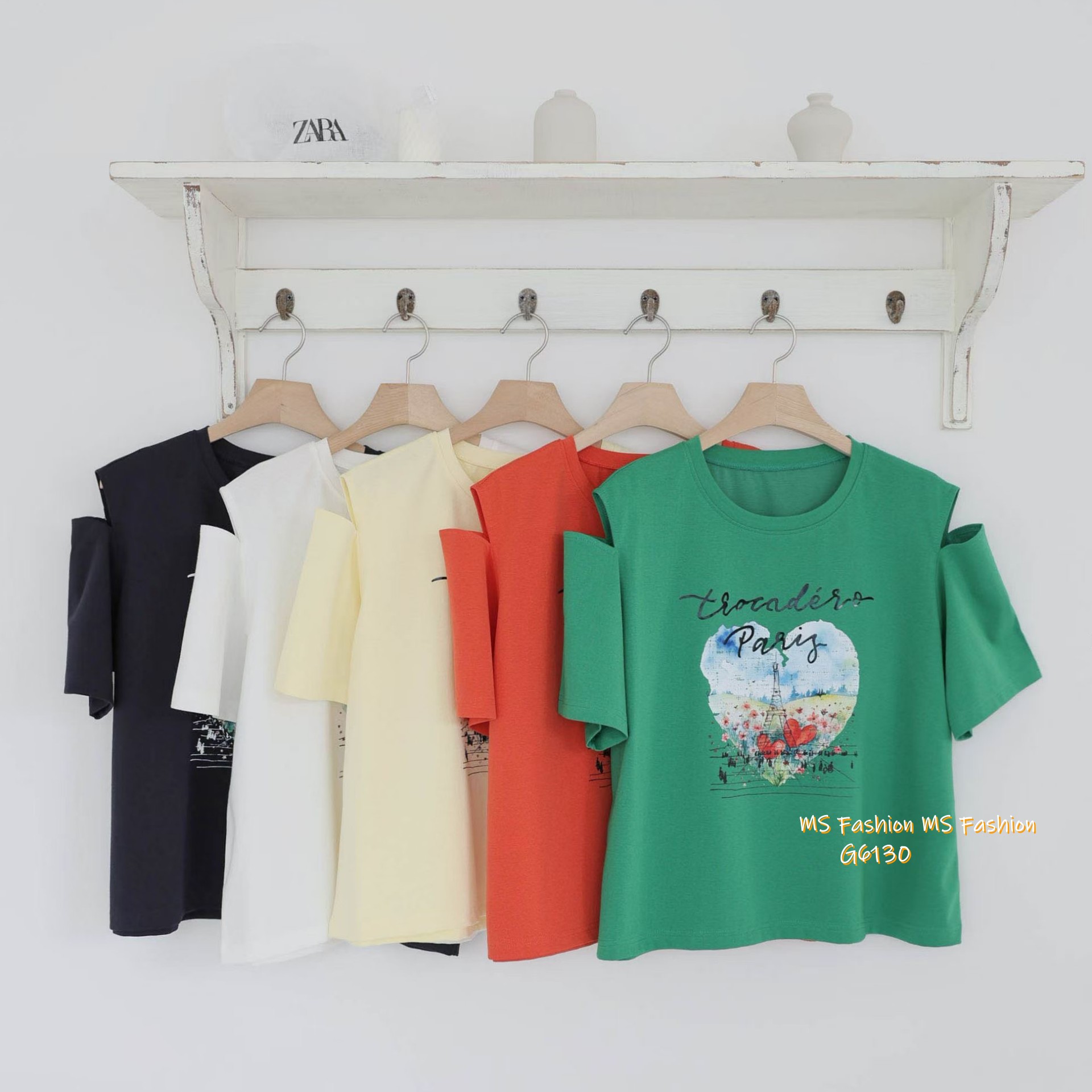 G6130 韓國🇰🇷靚色靚print露肩top