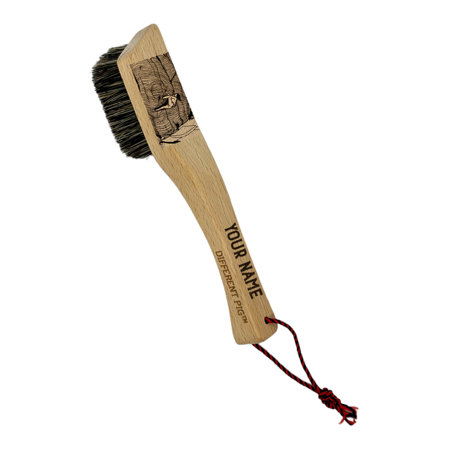 【來圖訂製】𝗗𝗜𝗙𝗙𝗘𝗥𝗘𝗡𝗧 𝗣𝗜𝗚™ OG brush with paracord fully customised by you 刻圖大豬攀岩掃