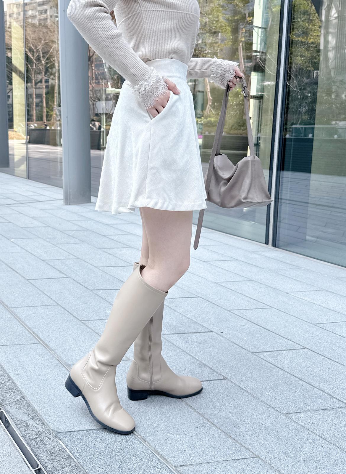 【約會必備】微斜紋薄絨口袋短裙