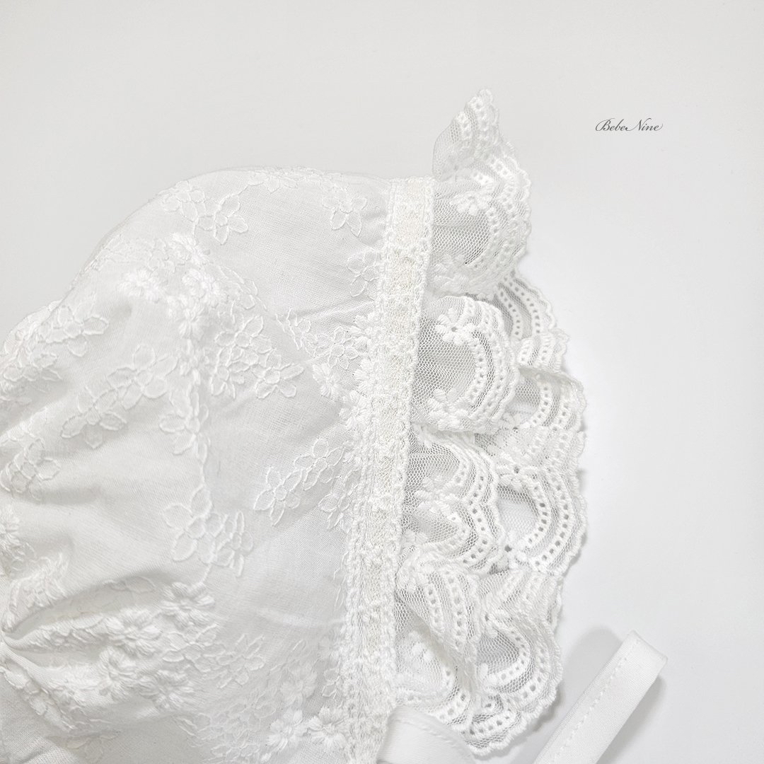 ☀️預訂 韓國直送☀️🇰🇷Bebeninie蕾絲花邊純棉嬰兒包耳帽