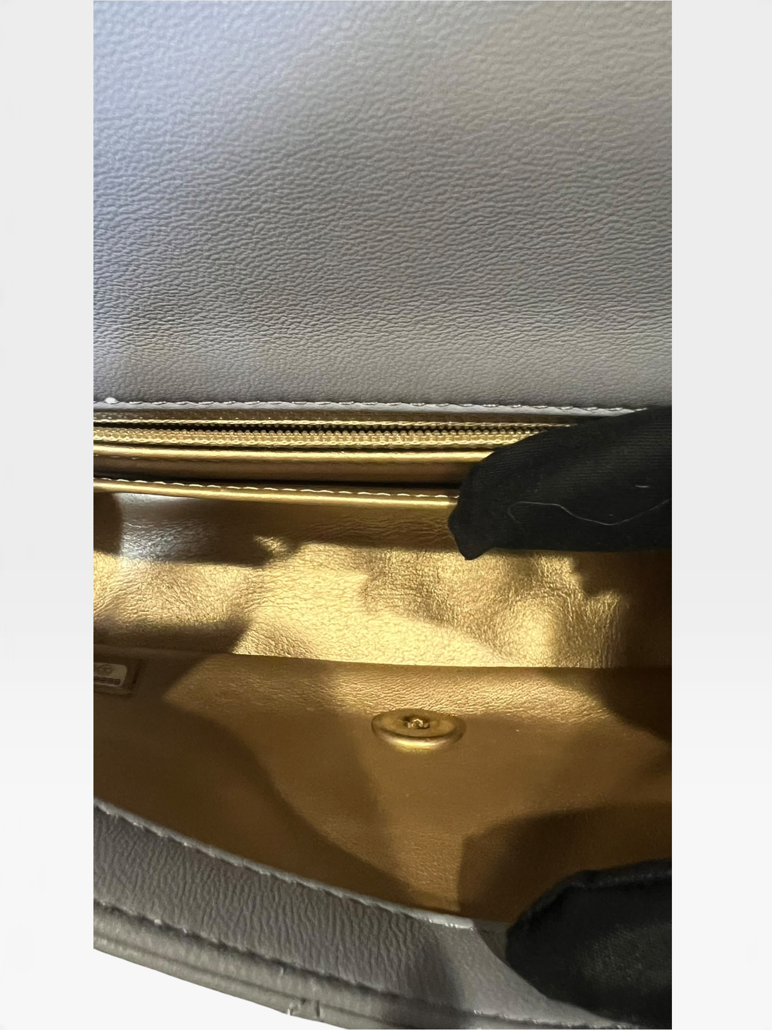 Pre-Owned Chanel Grey Lambskin Classic Mini Flap with Gold Ball / K9905