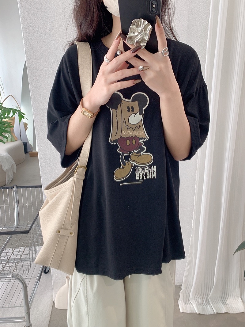 宽松大版米奇卡通Tee