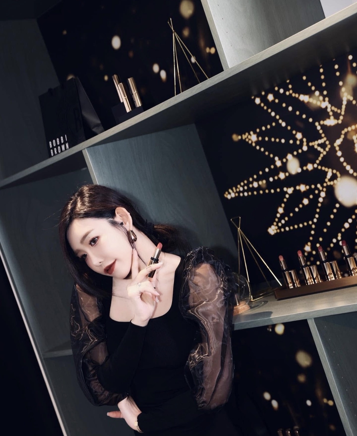 💄Alice + Olivia 💋 超級折上折黑色紗袖連身裙