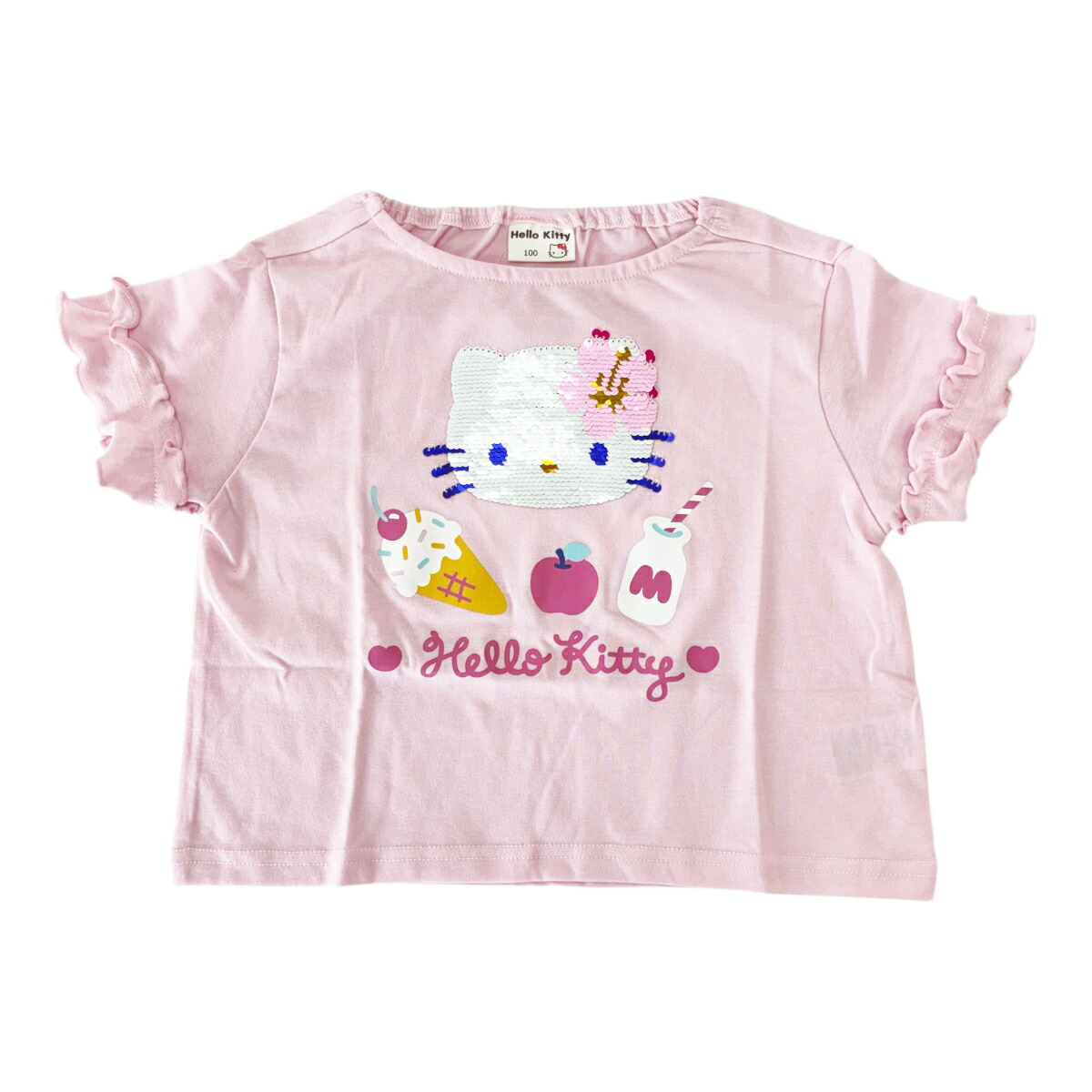🆕【⭐訂購⭐】  日本直送🌀#Sanrio 閃閃珠片荷葉袖 tee🌀[PLDA-0026] [260417]