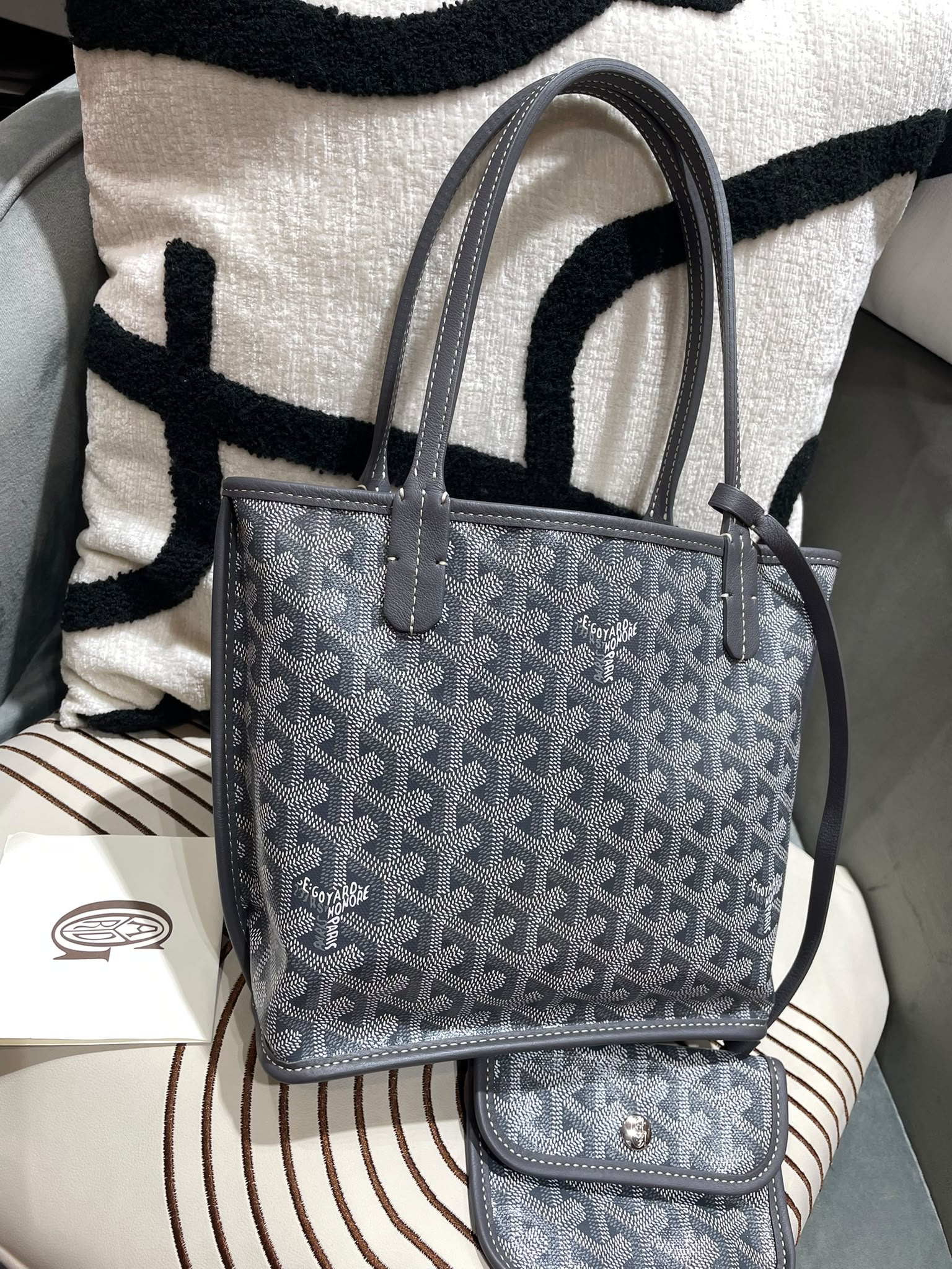 Goyard Anjou Mini Tote Bag Grey 100%Authentic, 99%New ✅Dust bag