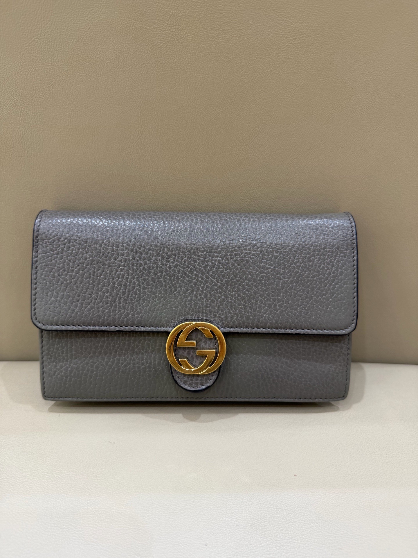 【預訂貨品】Gucci雙G灰色牛皮woc