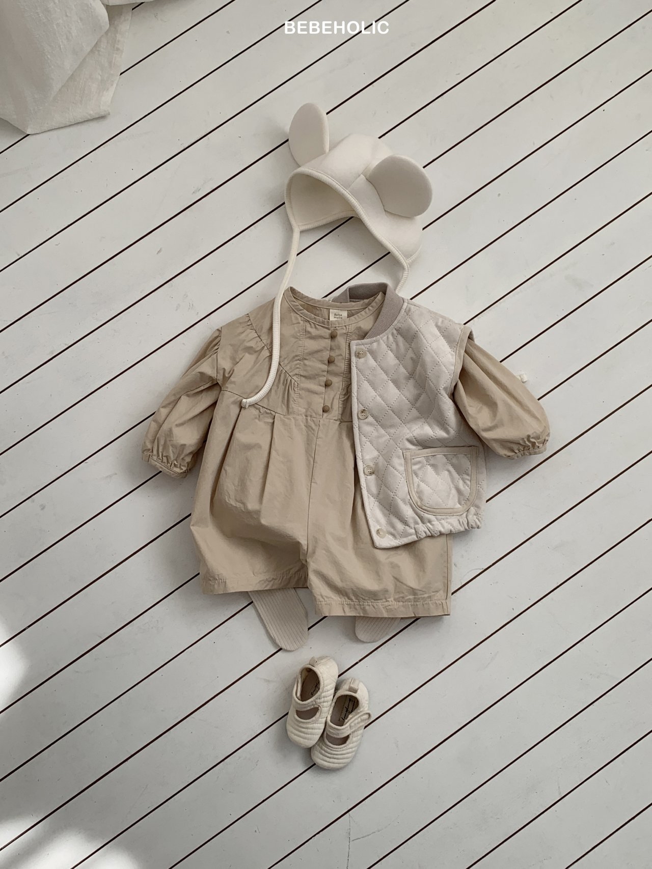 🌸預訂 韓國直送🌸🇰🇷BEBEHOLIC三色簡約寬鬆長袖連身褲