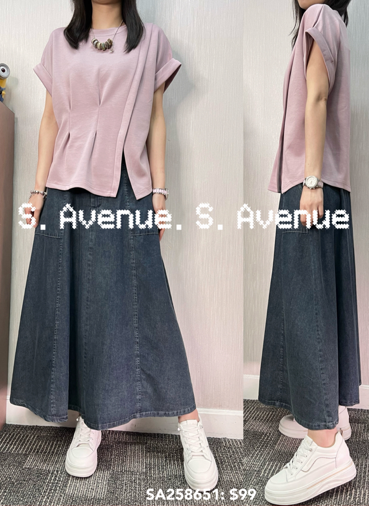 SA268651: 短袖淨色有撍前開叉tee