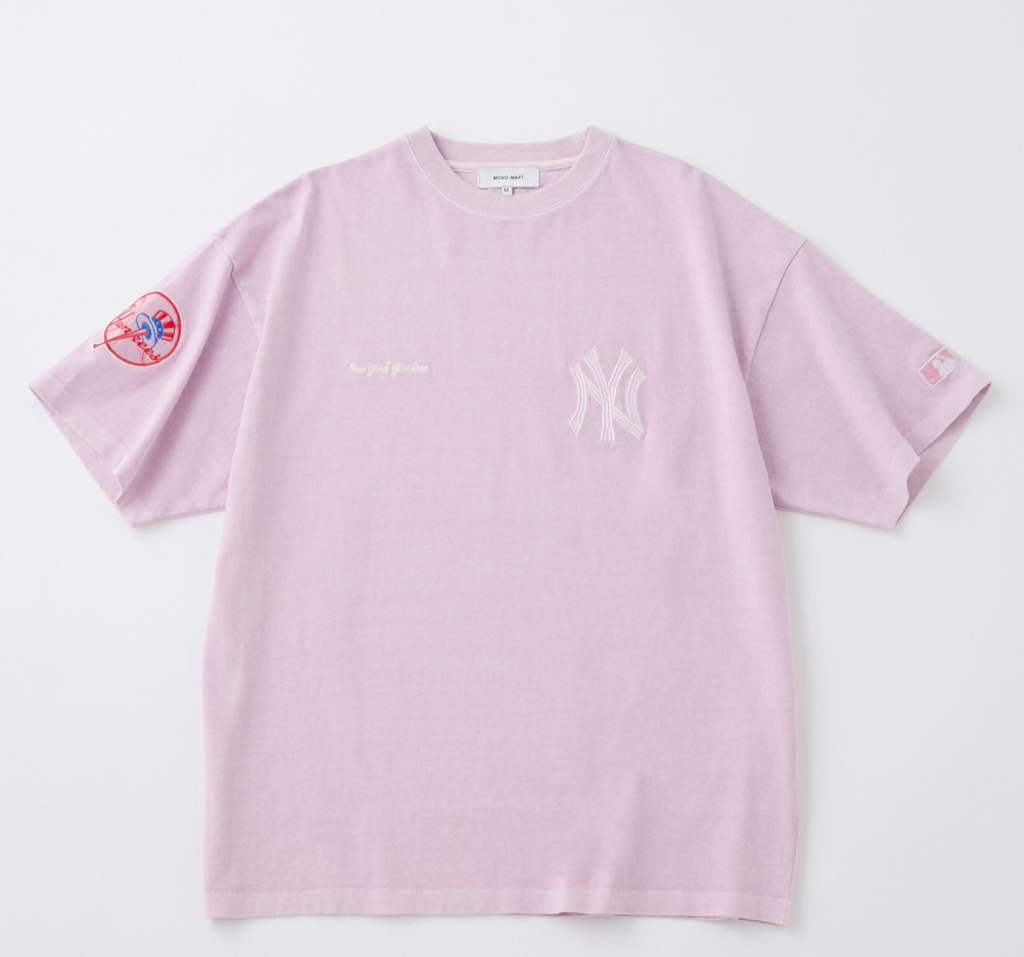 日本直送MLB刺繡T恤  MLB/美國職棒大聯盟 定製 徽章刺繡 復古加工短袖T恤男女可穿