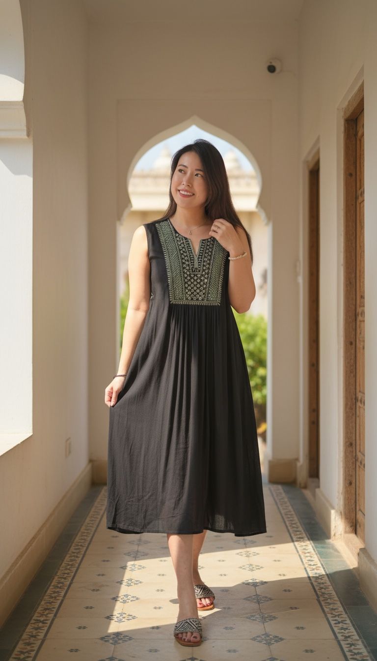 2173 Black Simple Bling Bling Sleeveless OP 44"