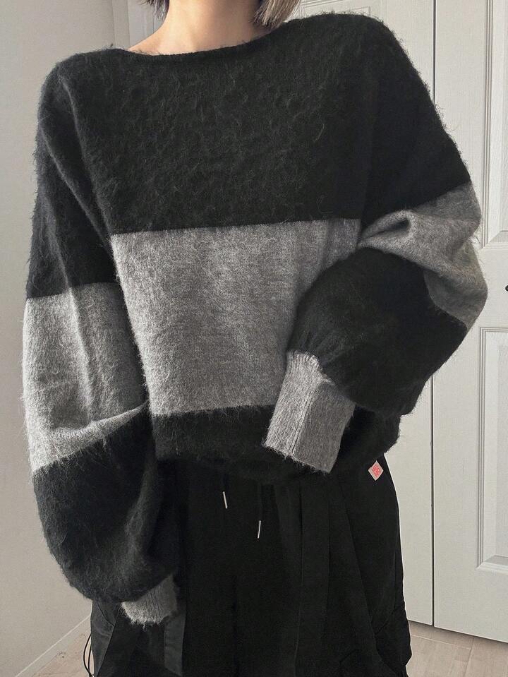 撞色綁帶針織毛衣(前後兩著款）