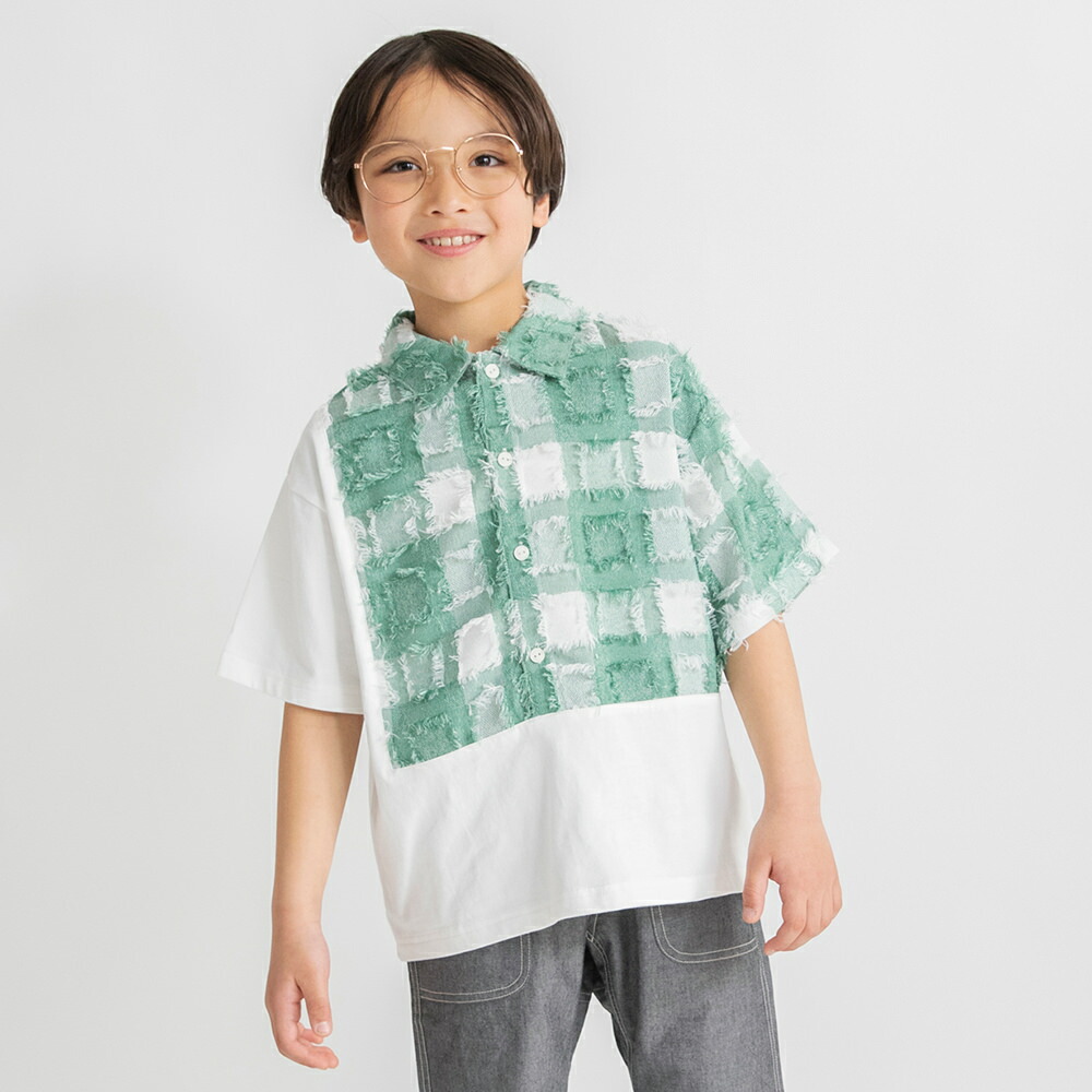 🆕【⭐訂購⭐】🇯🇵 日本直送 🌀🇯🇵 日本直送🇯🇵 3D浮紗提花格紋 襯衫式短袖Tee［2款選］🌀 [ELCA-0118][260403]