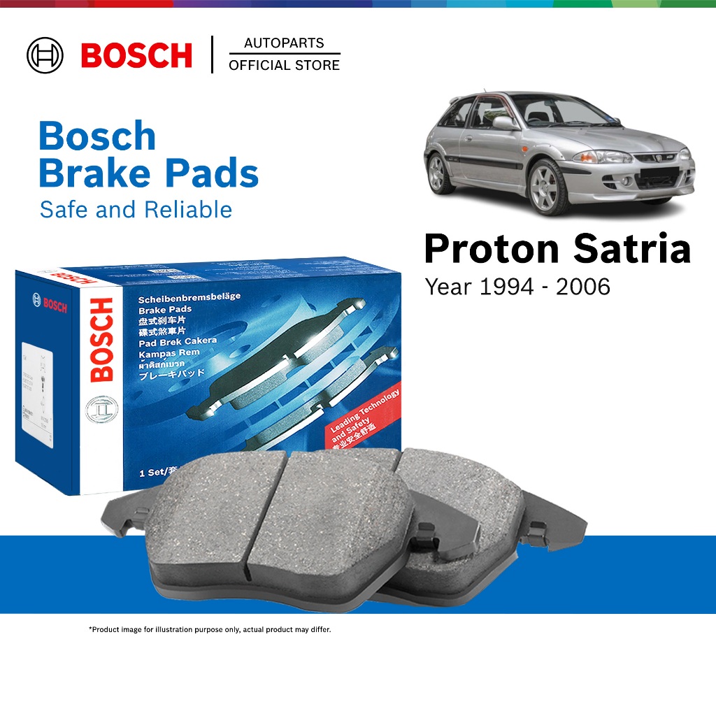 Bosch Front Brake Pads for Proton Satria 1.3 1.5 (1994 - 2007) - 0986505936