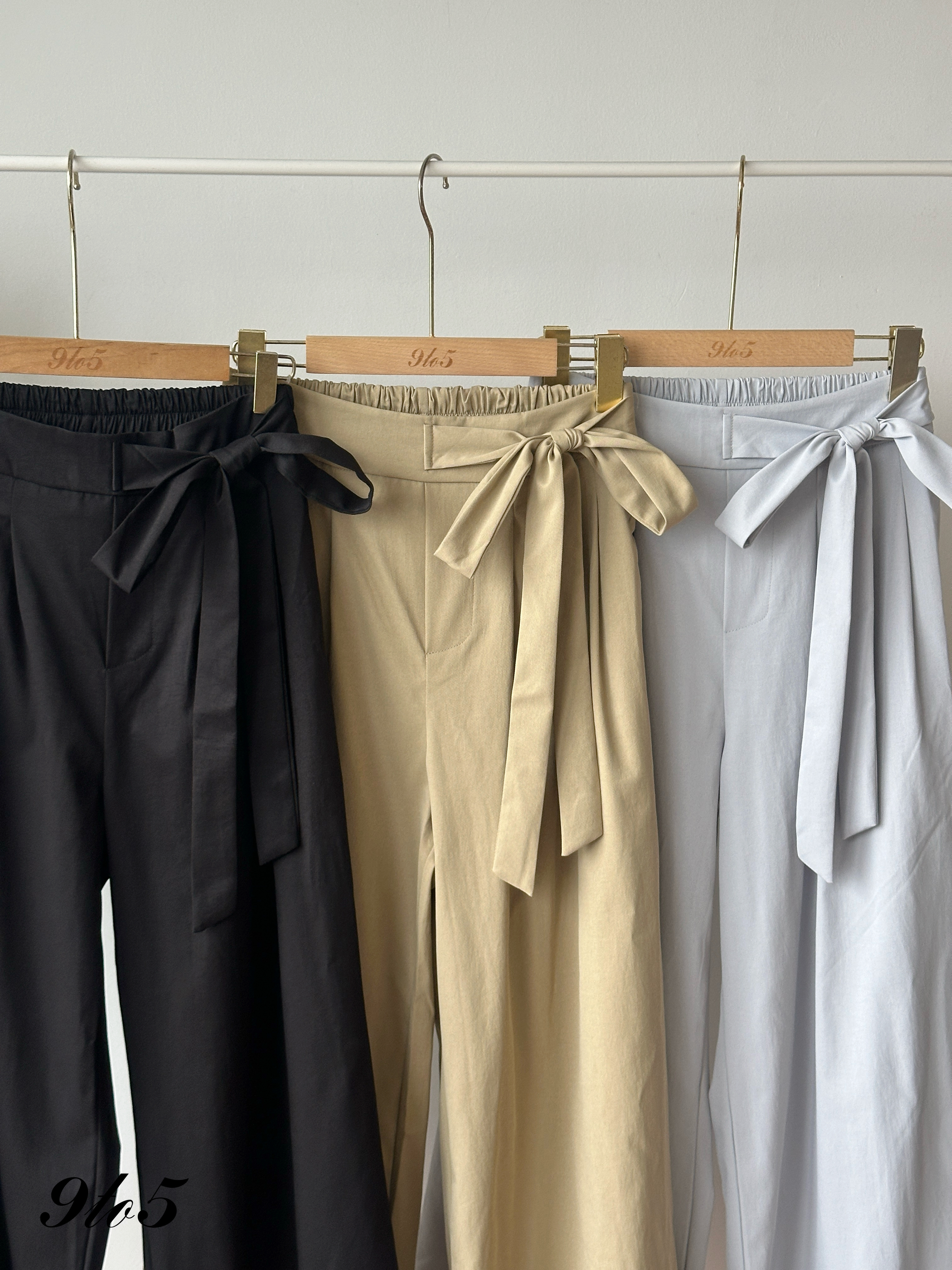 S1976 Side-tie Wide Leg Pants - 3 Colors 