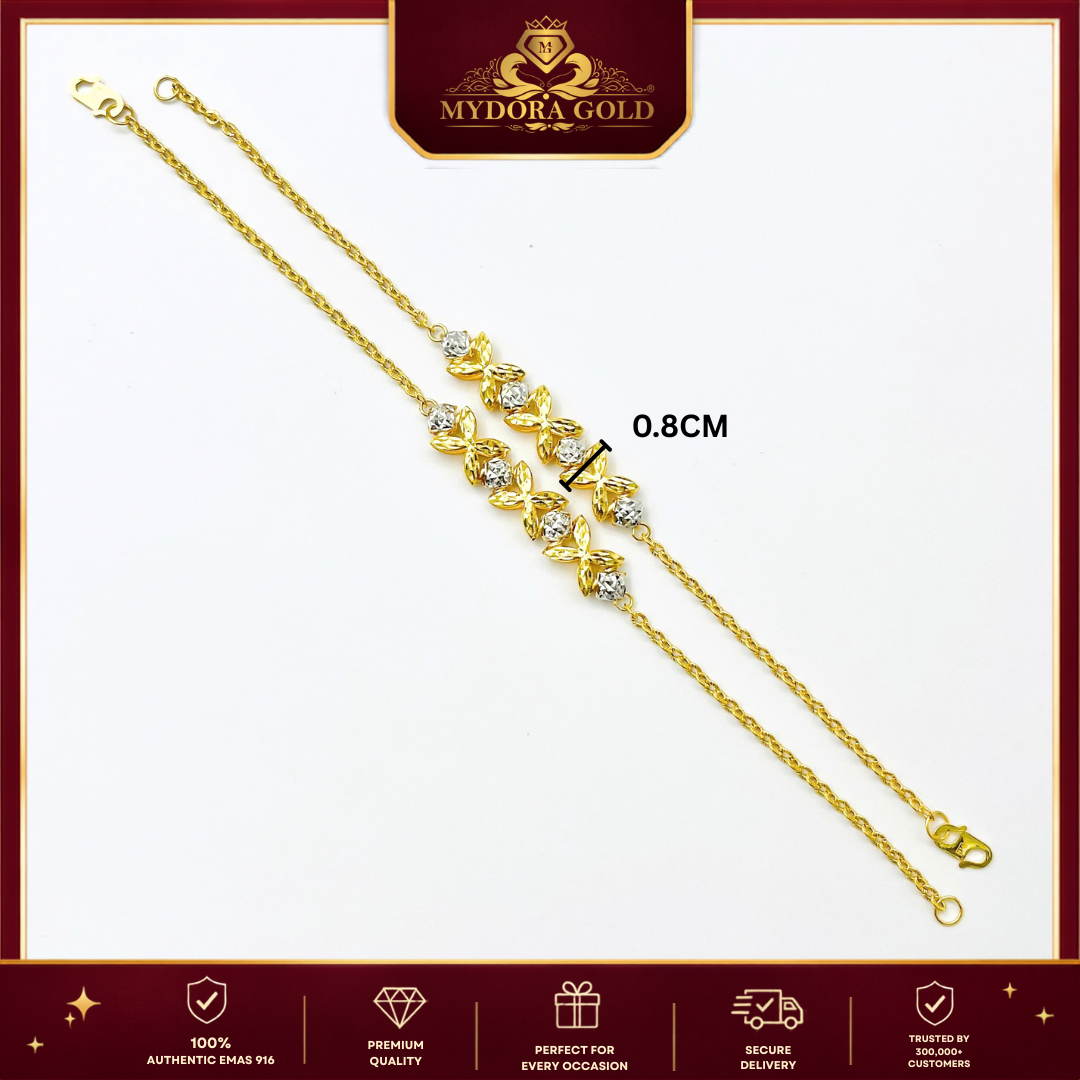 MYDORA EMAS 916 RANTAI TANGAN SAUH MATAHARI BUNGA MARISSA l EMAS 916/22K