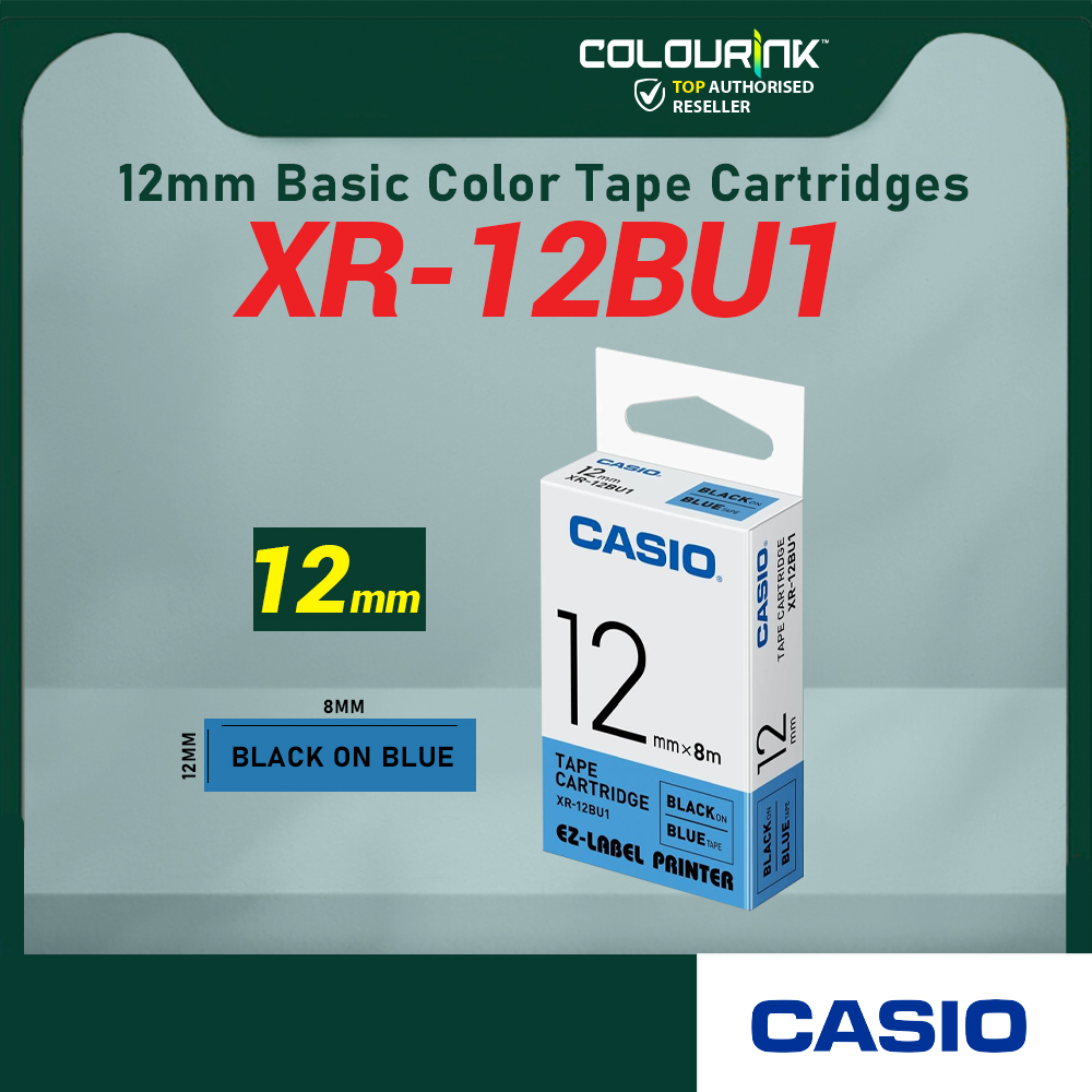 CASIO ORIGINAL GENUINE 12MM EZ LABEL TAPE FOR KL-120 KL-130 KL-820 KL-60 KL-HD1 KL-8400 KL-G2