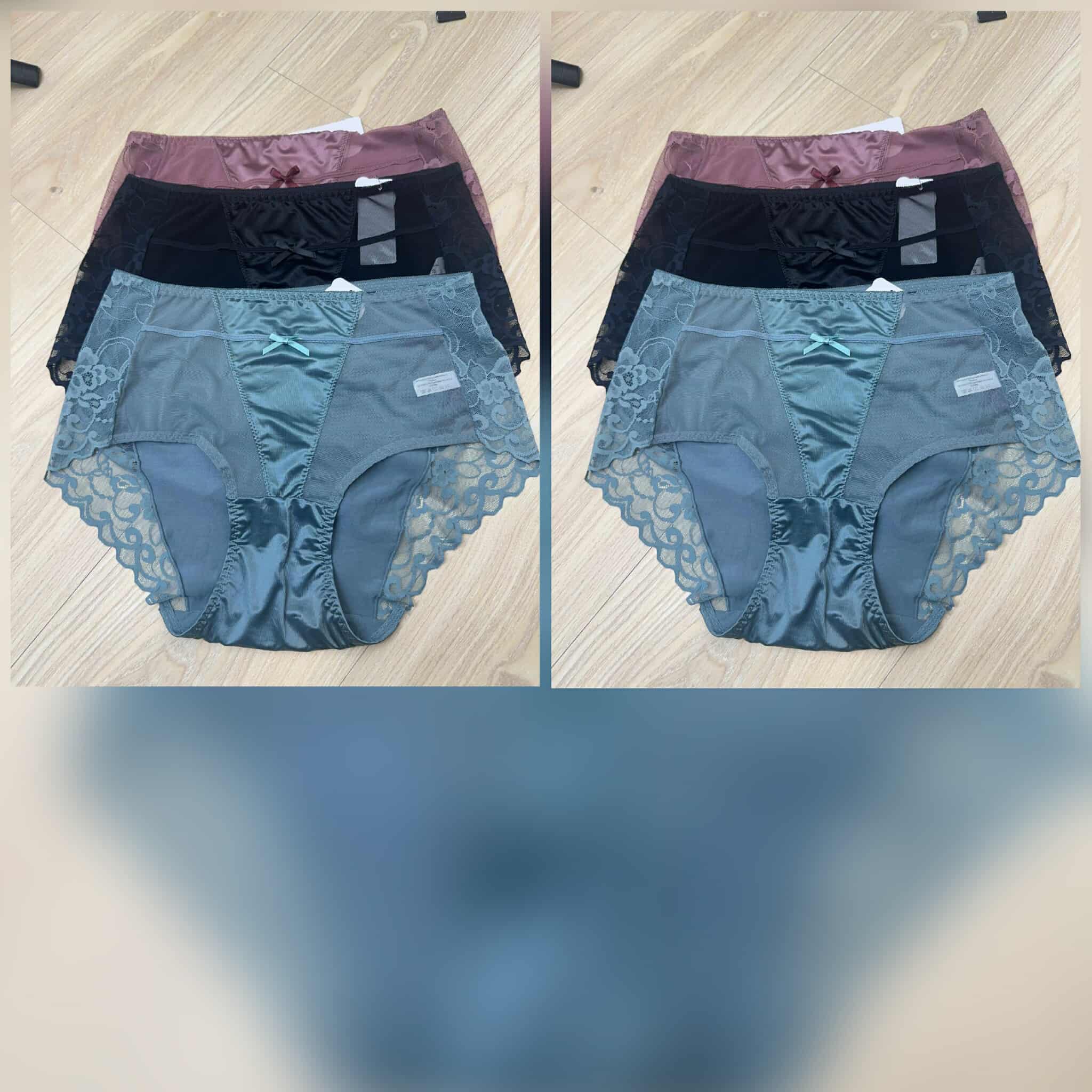 TW#5911 蕾丝拼网纱冰丝内裤（一套三件）