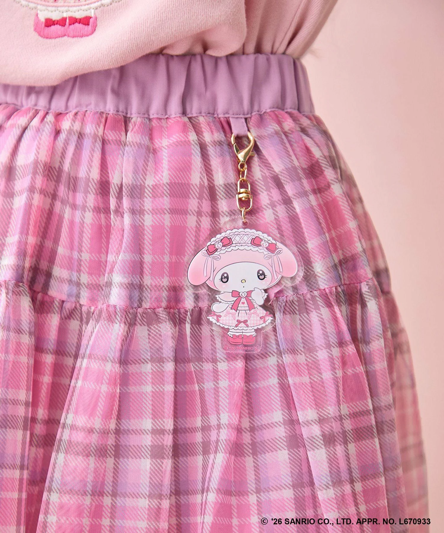 🆕【⭐訂購⭐】🌀 🇯🇵 日本直送 #Sanrio 緞帶壓克力鑰匙扣 薄紗格紋 半截裙［3款選］🌀 [ELJA-0205][261122]
