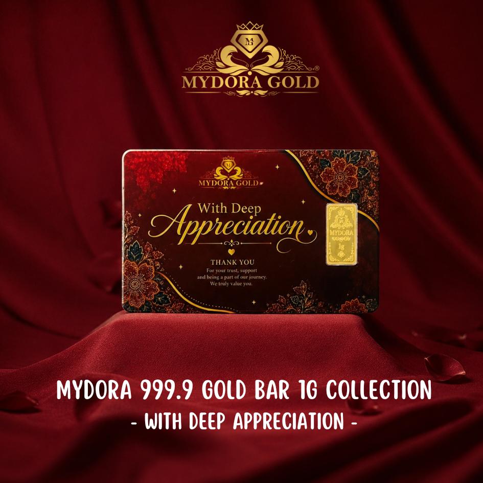 MYDORA 999.9 Gold Bar 1g Card - With Deep Appreciation l EMAS 999/24K