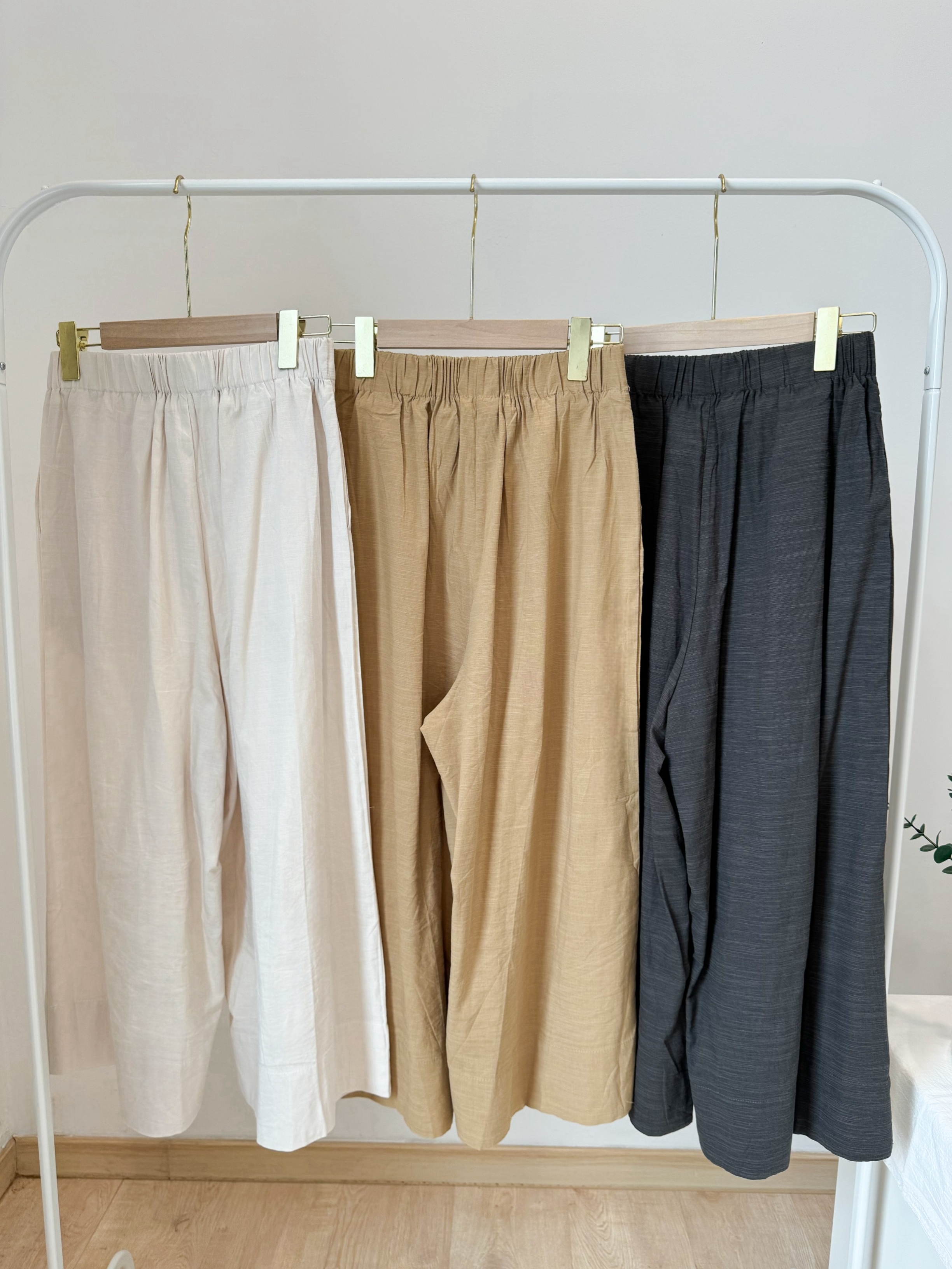 Cotton Linen Straight Wide Leg Trouser 必入！小个子梨形也能穿出大长腿！休闲直筒阔腿棉麻长裤 （3 Colours )