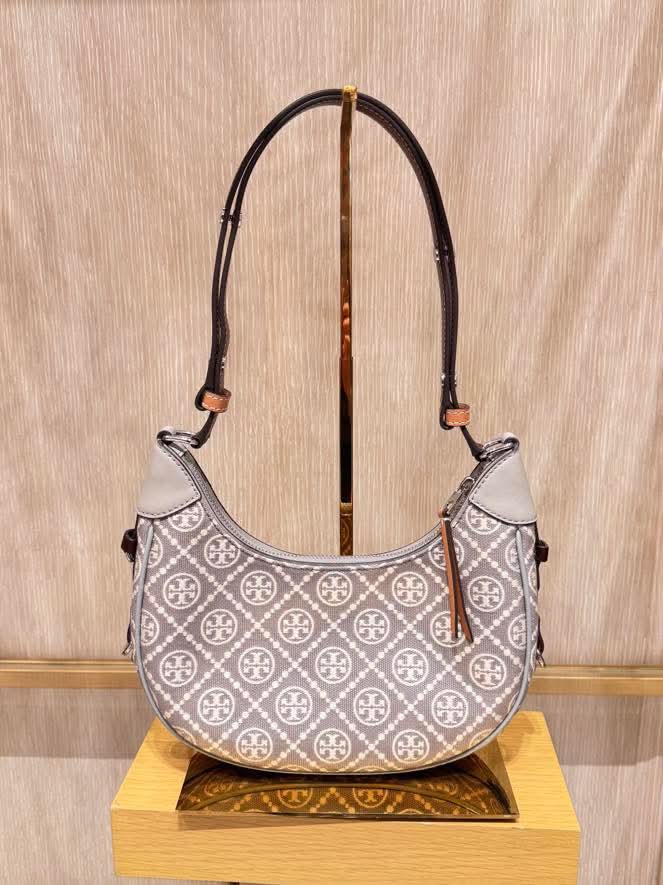 香港現貨-Tory Burch T Monogram Crescent Canvas Shoulder Bag