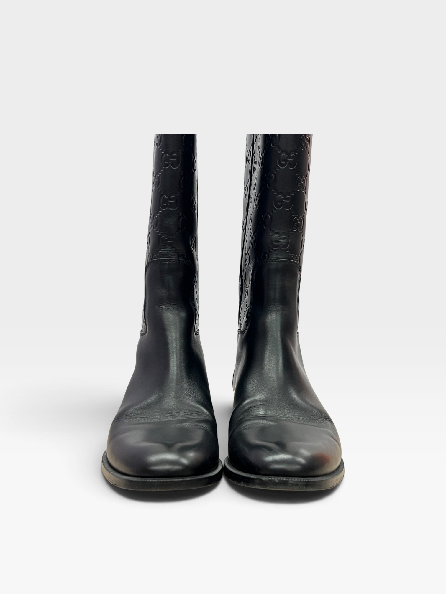 Pre-owned Gucci black Guccissima leather 85th anniversary knee-length boots / Product Code: 090202