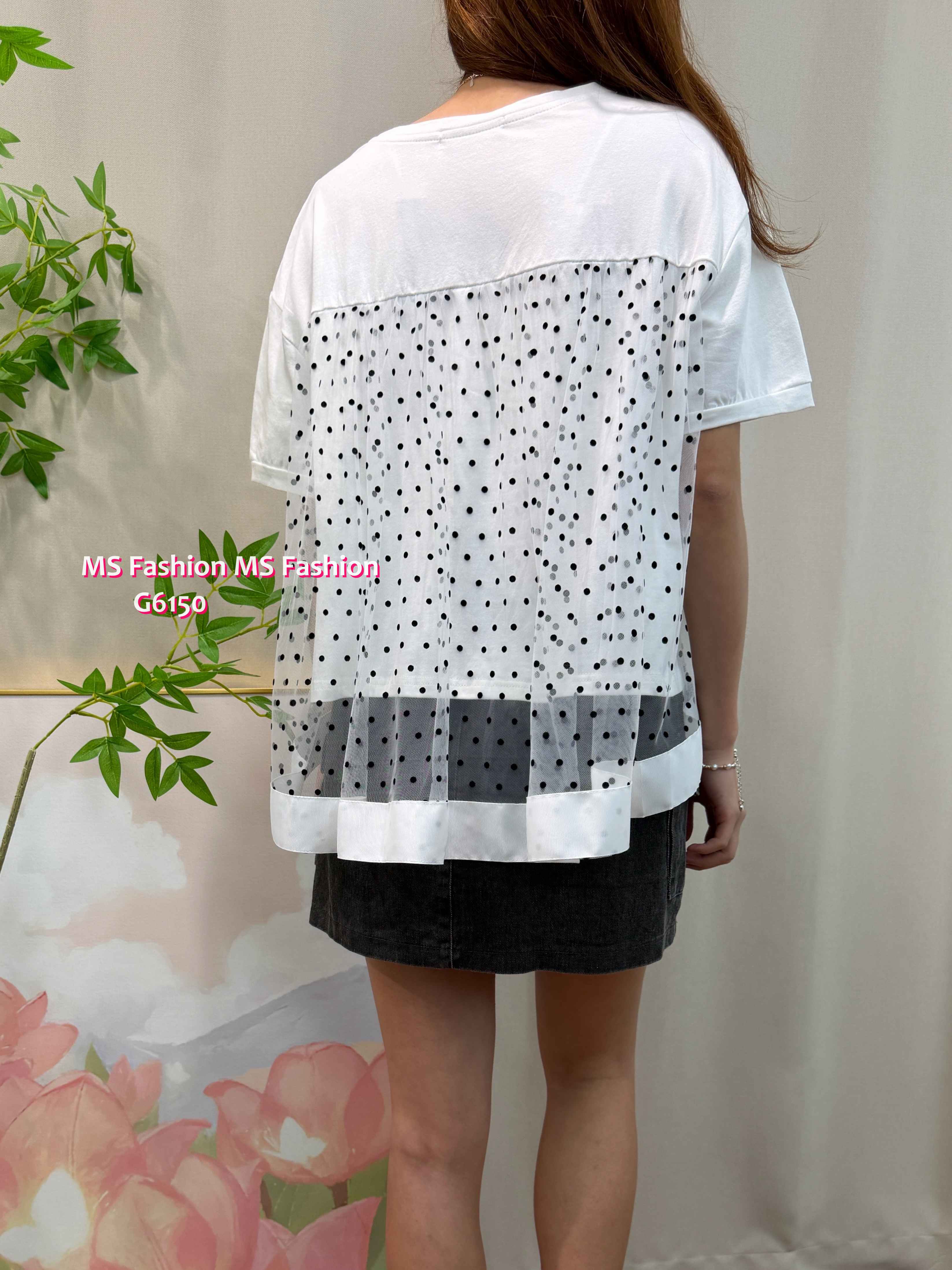 G6150 韓國🇰🇷後拼波點紗top