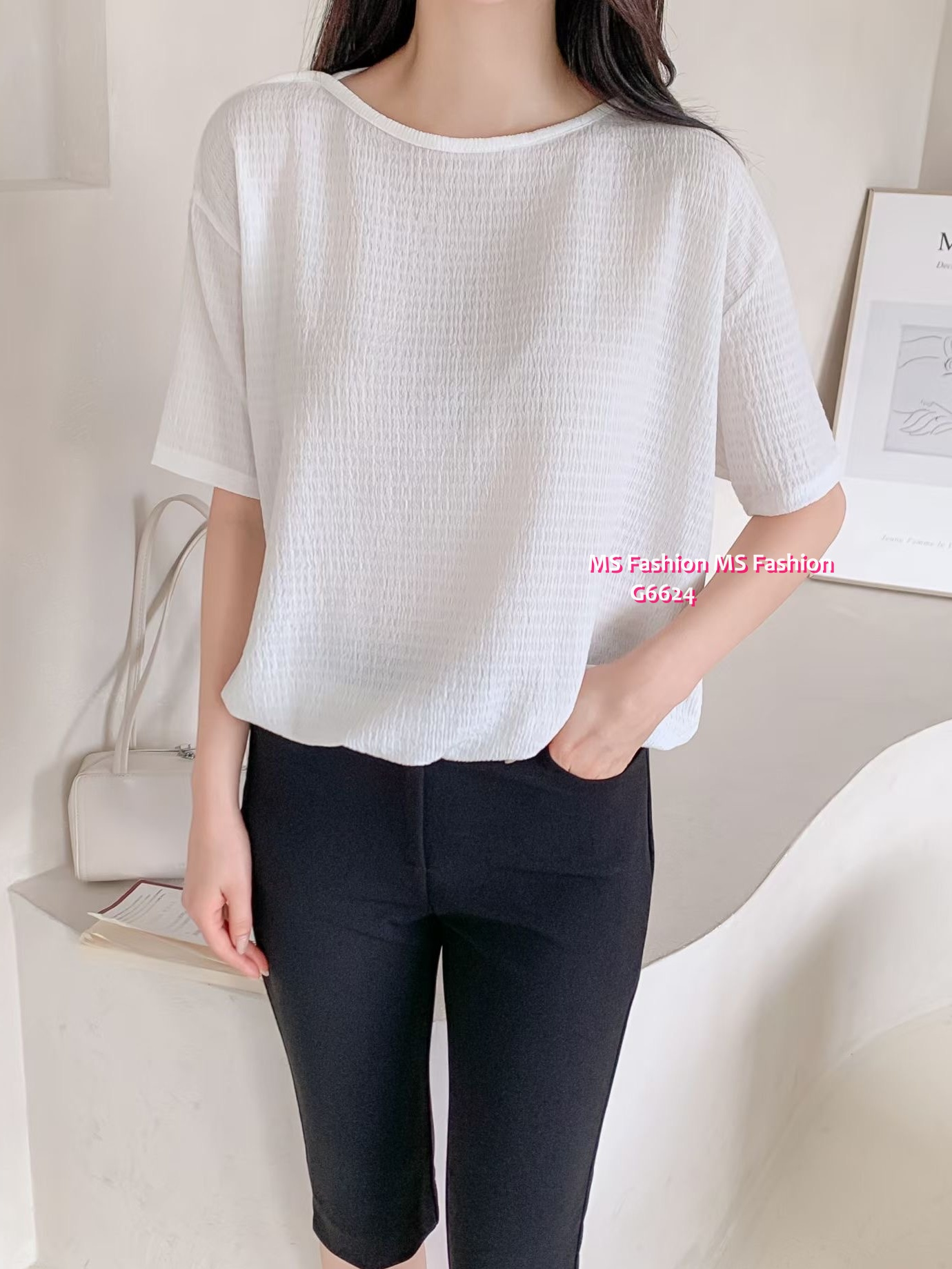 G6624 淨色暗紋top