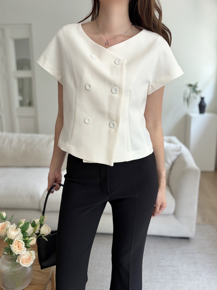Chloe Double-Breasted Blouse (Ivory)