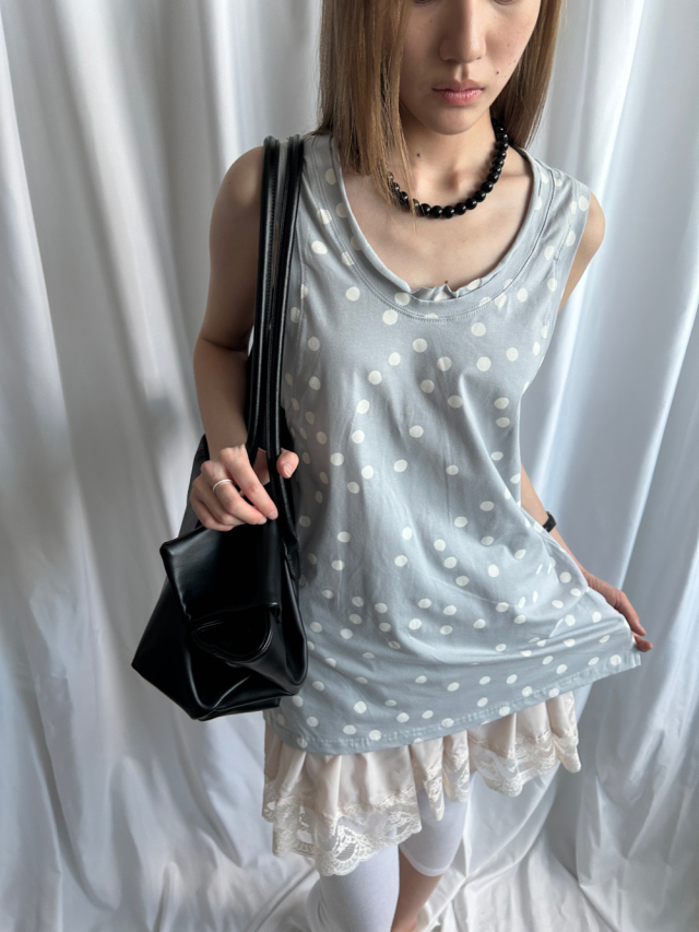 Polka Dot Cutout Tank Top