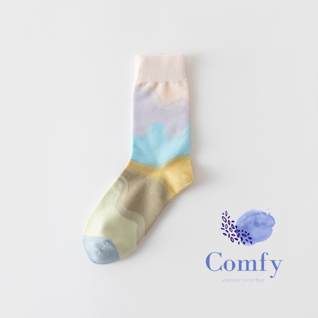 Comfy 莫蘭廸油畫中筒襪