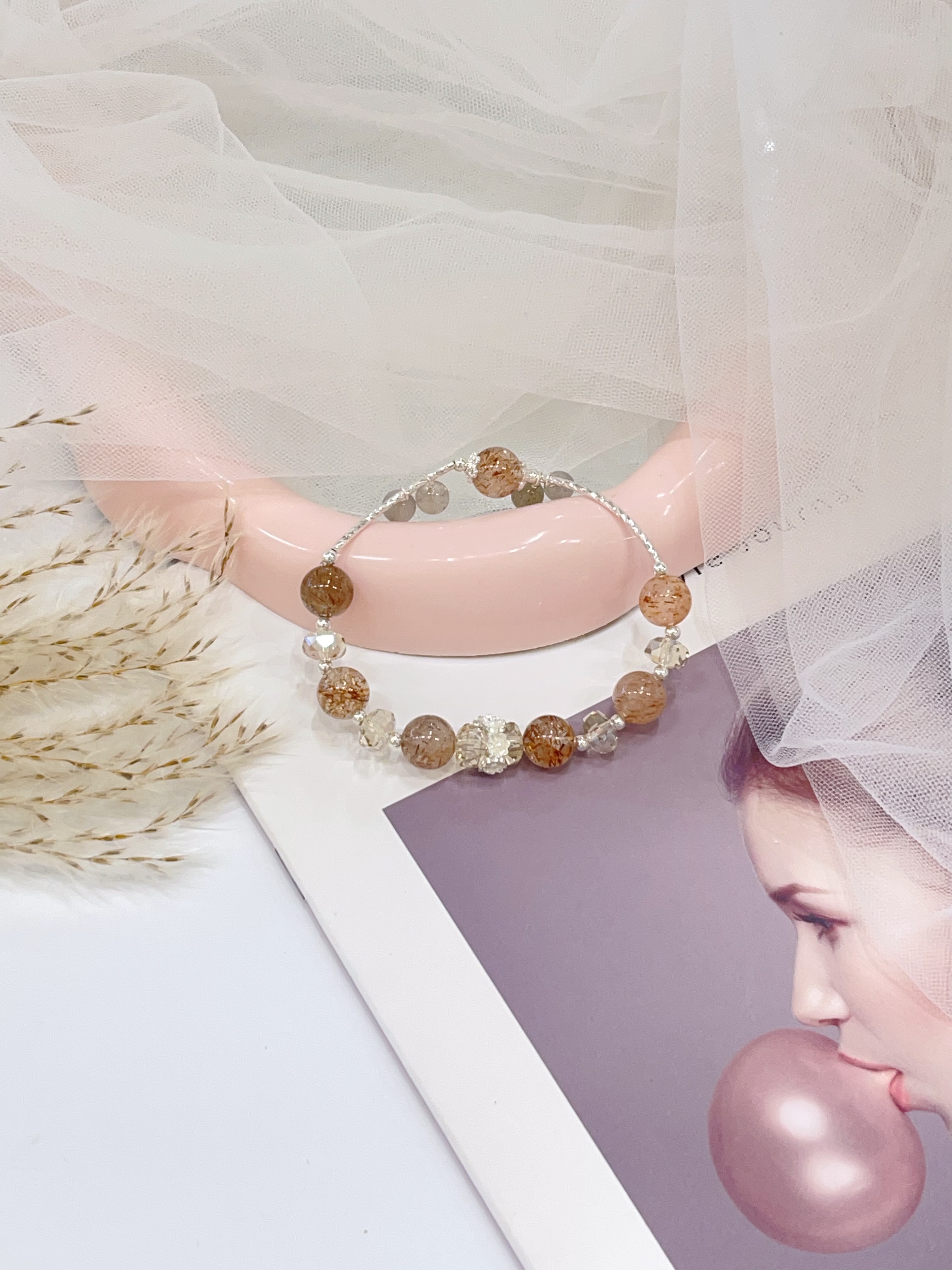 🌙 黑金超 × 月光石手串 Black Golden Super Seven & Moonstone